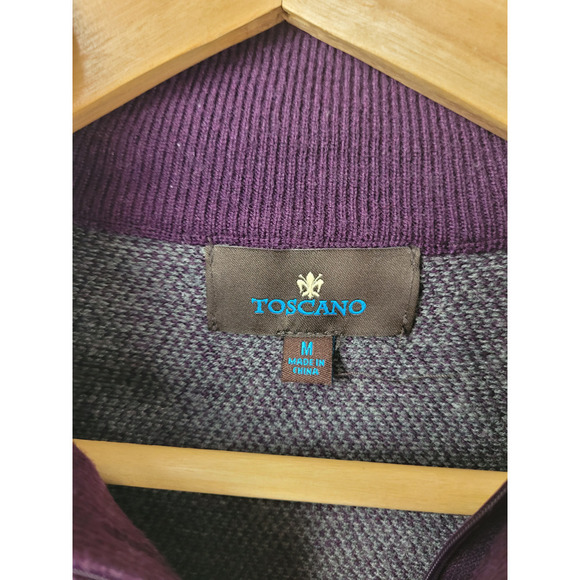 Toscano Men's 1/4 Zip Plum Purple Gray Heather Merino Wool Blend Sweater - Picture 6 of 7